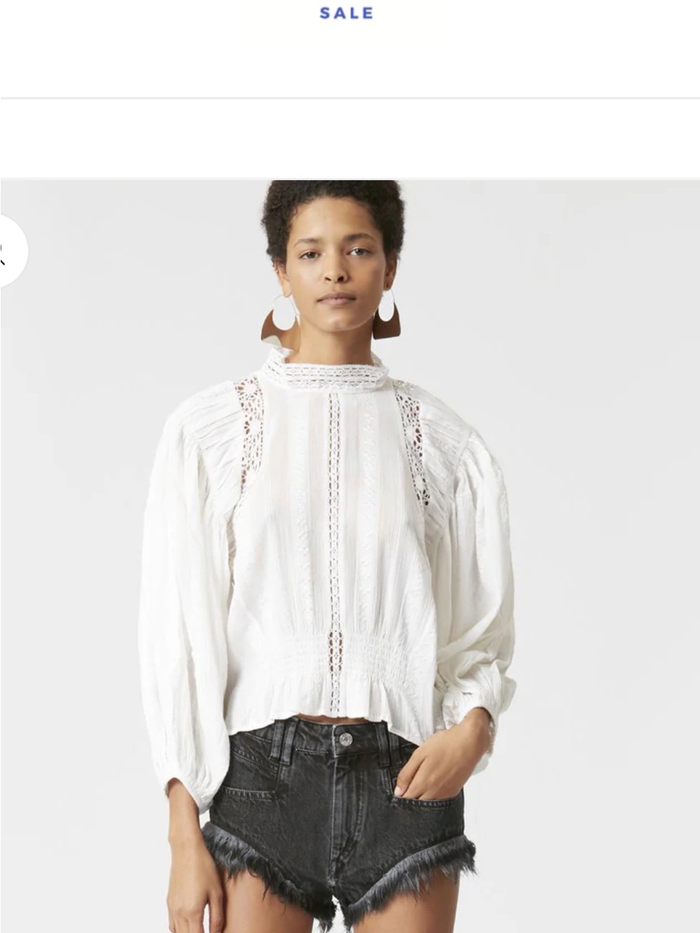 Isabel Marant Cream Lace High-Neck Balloon-Sleeve Blouse
